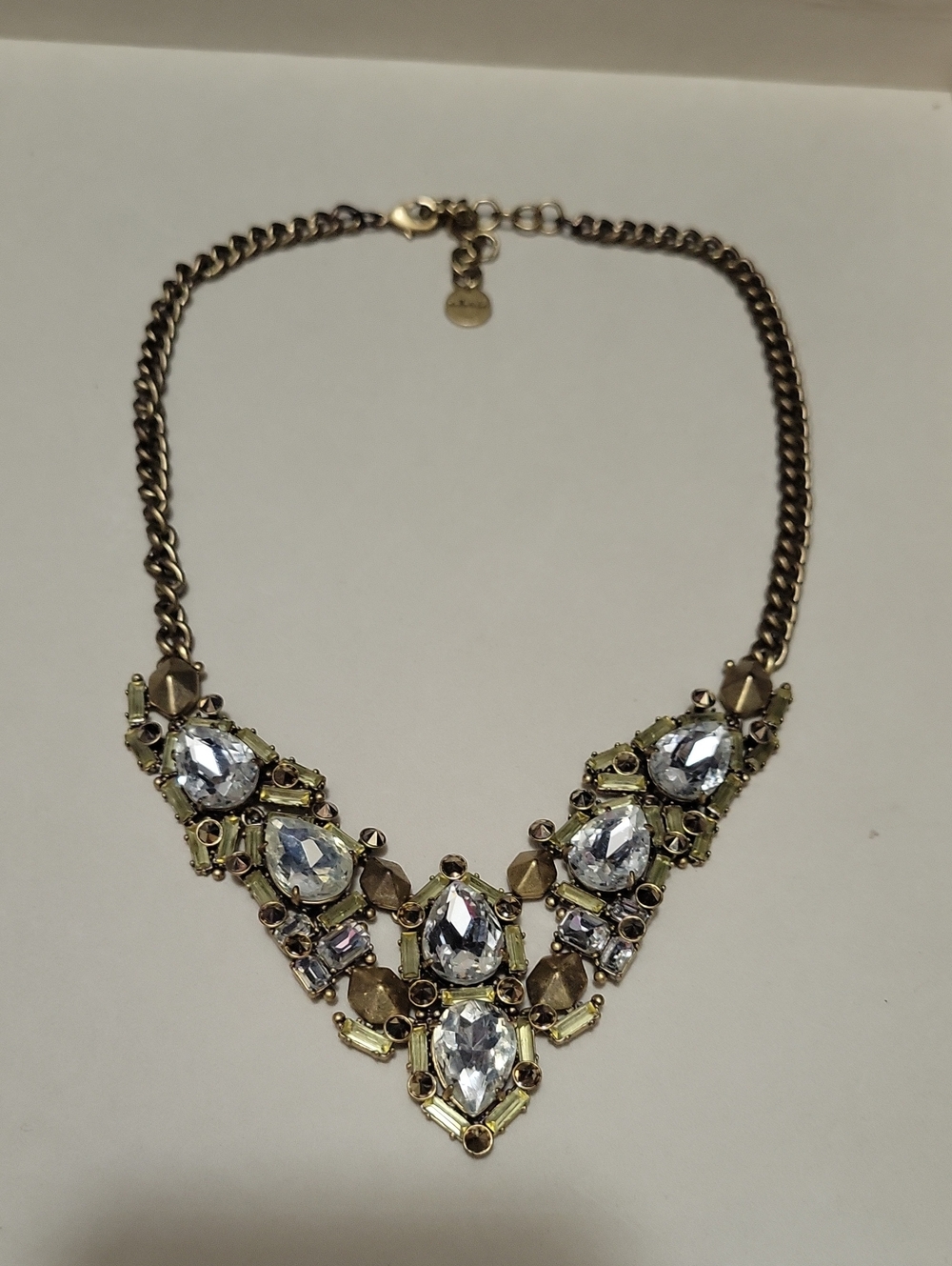 Stella & Dot Gold-Tone Clear Crystal V-Shape Necklace